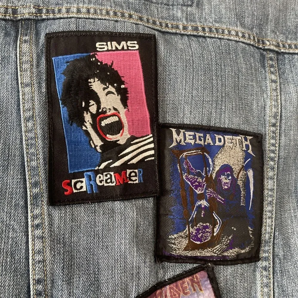 Kids Jacket‎ Denim Trucker Skater Rock N Roll Vintage Patches